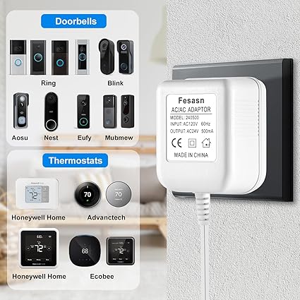 24V AC Power Supply, C Wire Adapter for Smart Thermostat, Fits for Nest Hello August Ring Door Bell and Ecobee Nest Hone 24V AC Power Supply, C Wire Adapter for Smart Thermostat, Fits for Nest Hello August Ring Door Bell and Ecobee Nest Hone