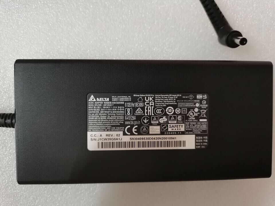 Original 20V 10A ADP-200JB F for MSI Katana 15 B12VFK RTX4060 200W 4.5mm Charger Compatible Brand For MSI Bundled Items Original 20V 10A ADP-200JB F for MSI Katana 15 B12VFK RTX4060 200W 4.5mm Charger Compatible Brand For MSI Bundled Items