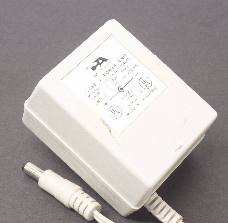 Cyber Acoustics AC-6 AC DC Power Supply Adapter Charger Output 9V 400mA Brand: CYBER ACOUSTICS Type: Adapter MPN: Cyber Acoustics AC-6 AC DC Power Supply Adapter Charger Output 9V 400mA Brand: CYBER ACOUSTICS Type: Adapter MPN: