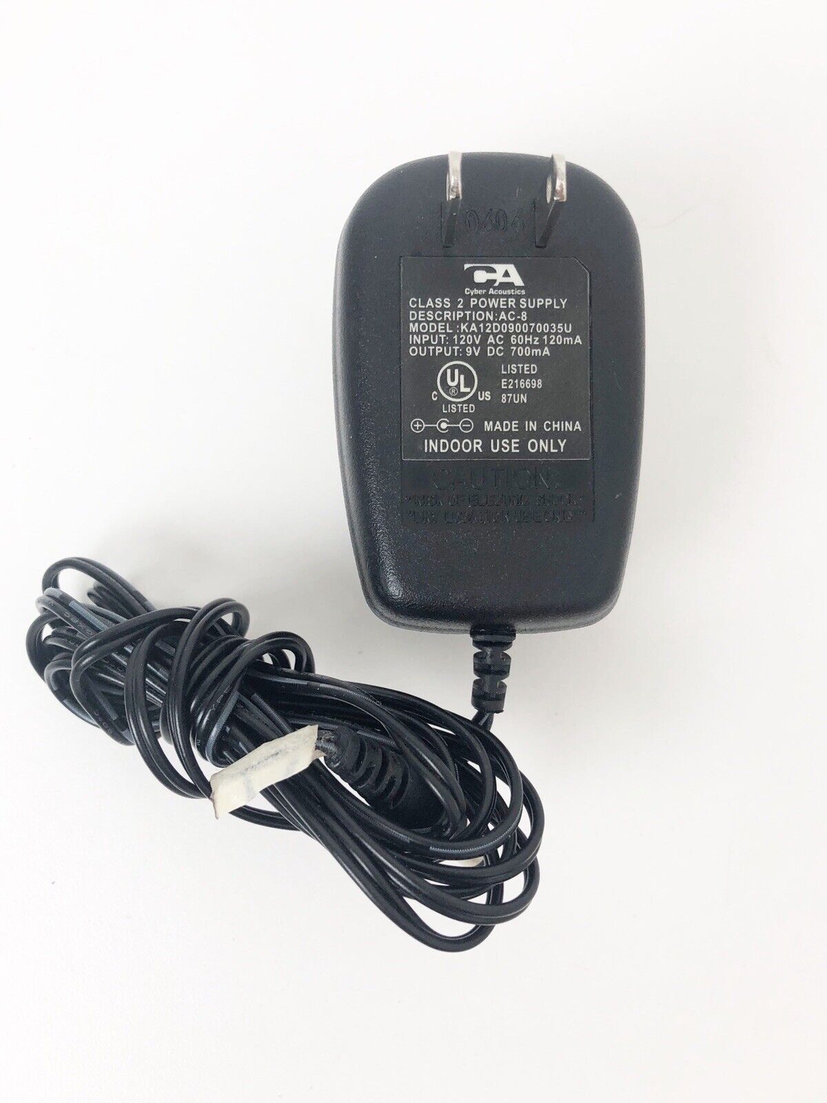 Cyber Acoustics KA12D090070035u AC Adapter Power Supply Charger 9 Volts 700mA Type: AC/DC Adapter Features: Powered Cyber Acoustics KA12D090070035u AC Adapter Power Supply Charger 9 Volts 700mA Type: AC/DC Adapter Features: Powered