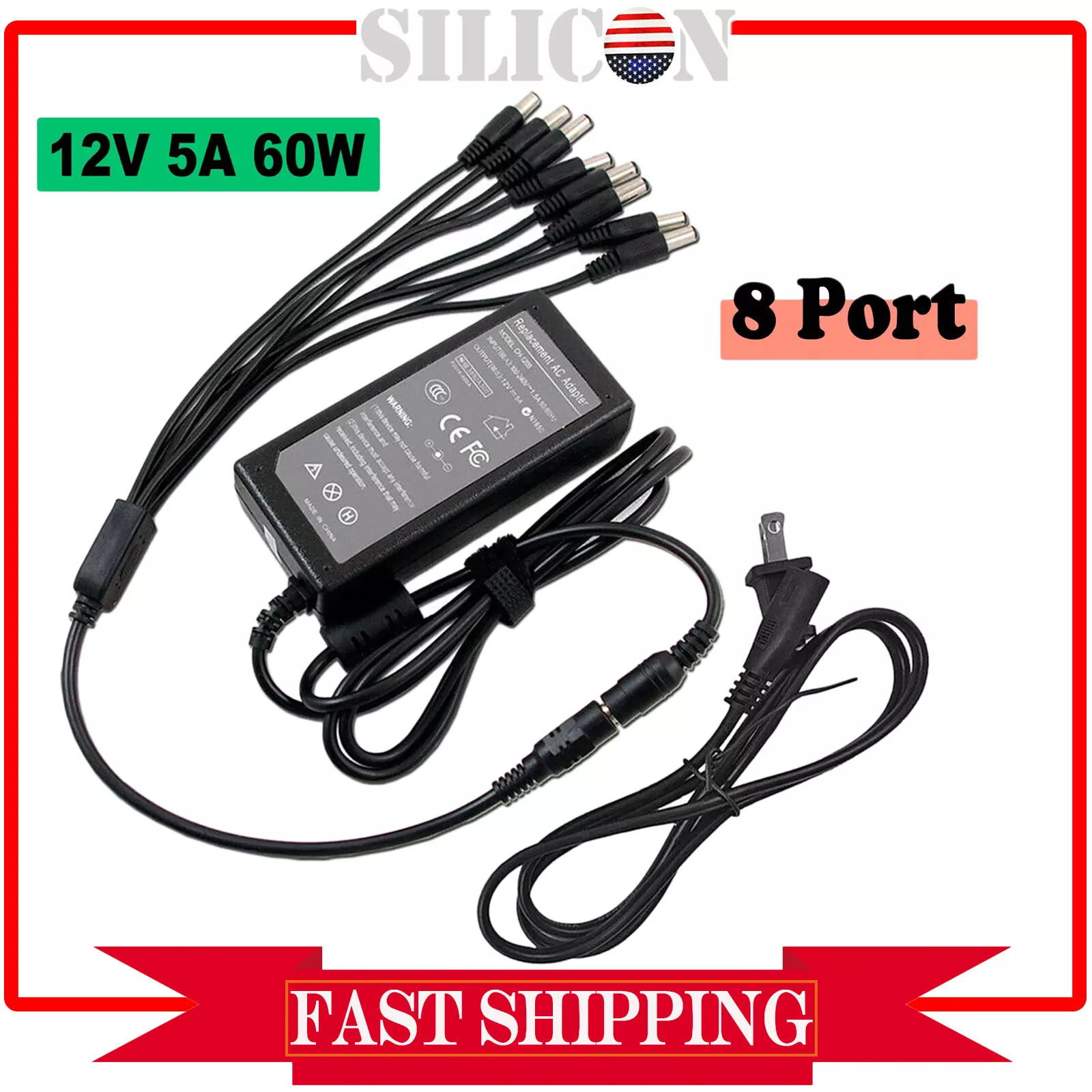 12v 5a Power Supply Adapter for CCTV Security Camera DVR 8 Split Zmodo Q-see Condition: NewNew Output: 12V 5A. 1 x 12V 12v 5a Power Supply Adapter for CCTV Security Camera DVR 8 Split Zmodo Q-see Condition: NewNew Output: 12V 5A. 1 x 12V