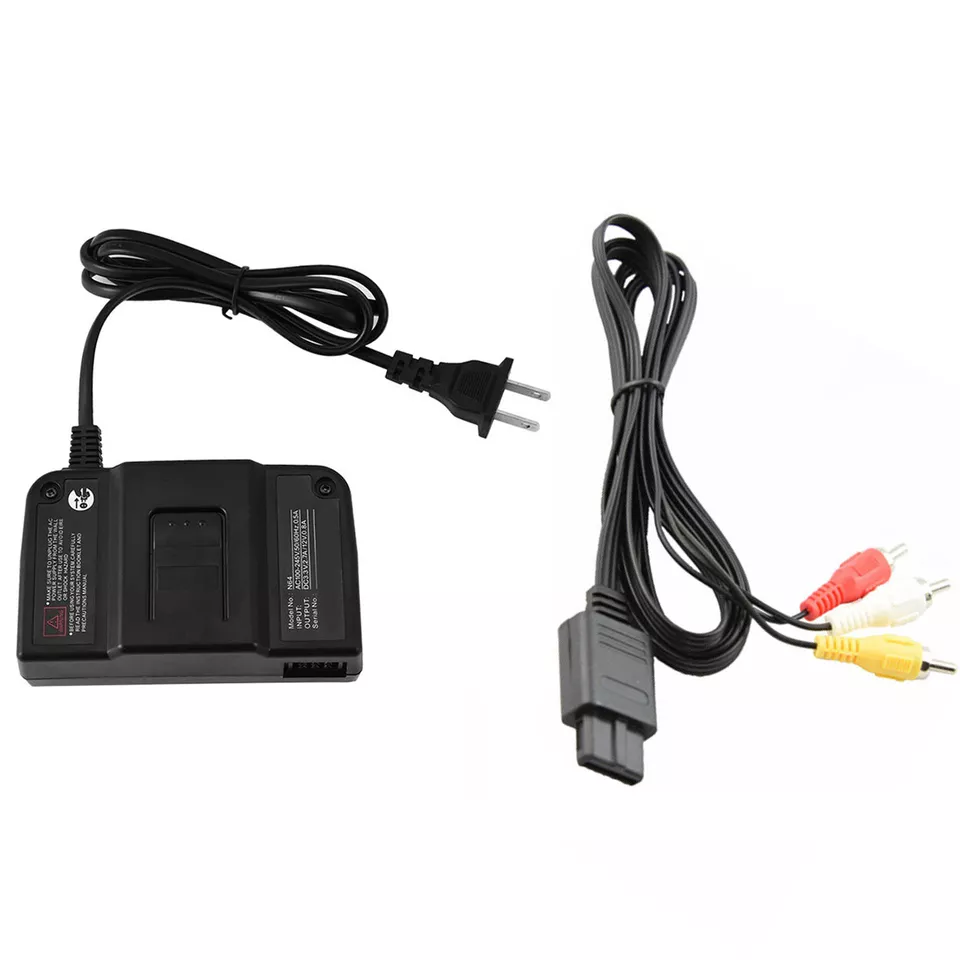 AC Power Supply Adapter Cord+Audio AV RCA Cable For Nintendo 64 N64 Game Set Model Nintendo 64 N64 Connectivity Composi AC Power Supply Adapter Cord+Audio AV RCA Cable For Nintendo 64 N64 Game Set Model Nintendo 64 N64 Connectivity Composi