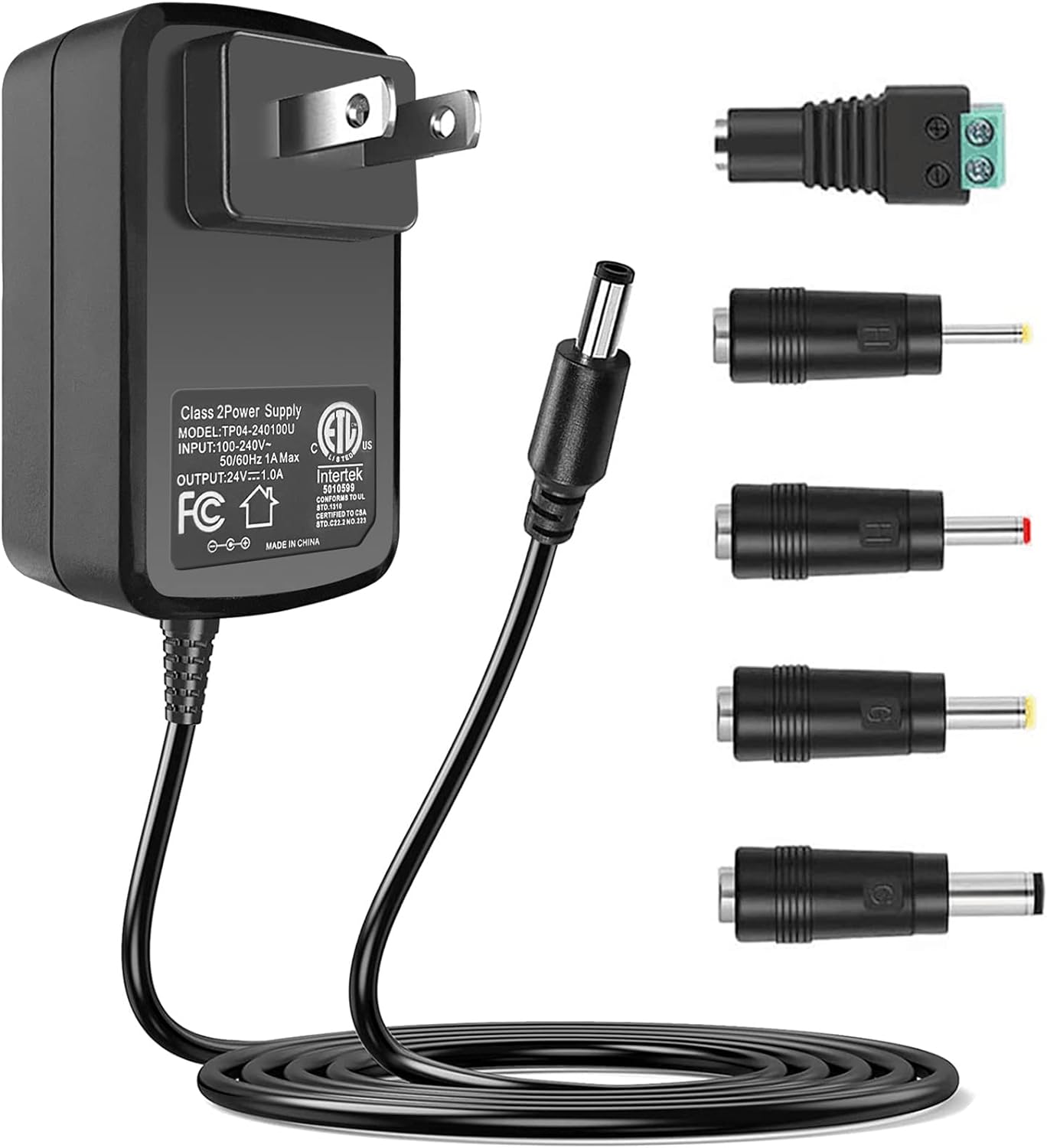 100V-240V to 24V 1A AC/DC Switching Power Supply Adapter with 5 Selectable Adapter Plugs Connector Type 2-Pin Compatibl 100V-240V to 24V 1A AC/DC Switching Power Supply Adapter with 5 Selectable Adapter Plugs Connector Type 2-Pin Compatibl