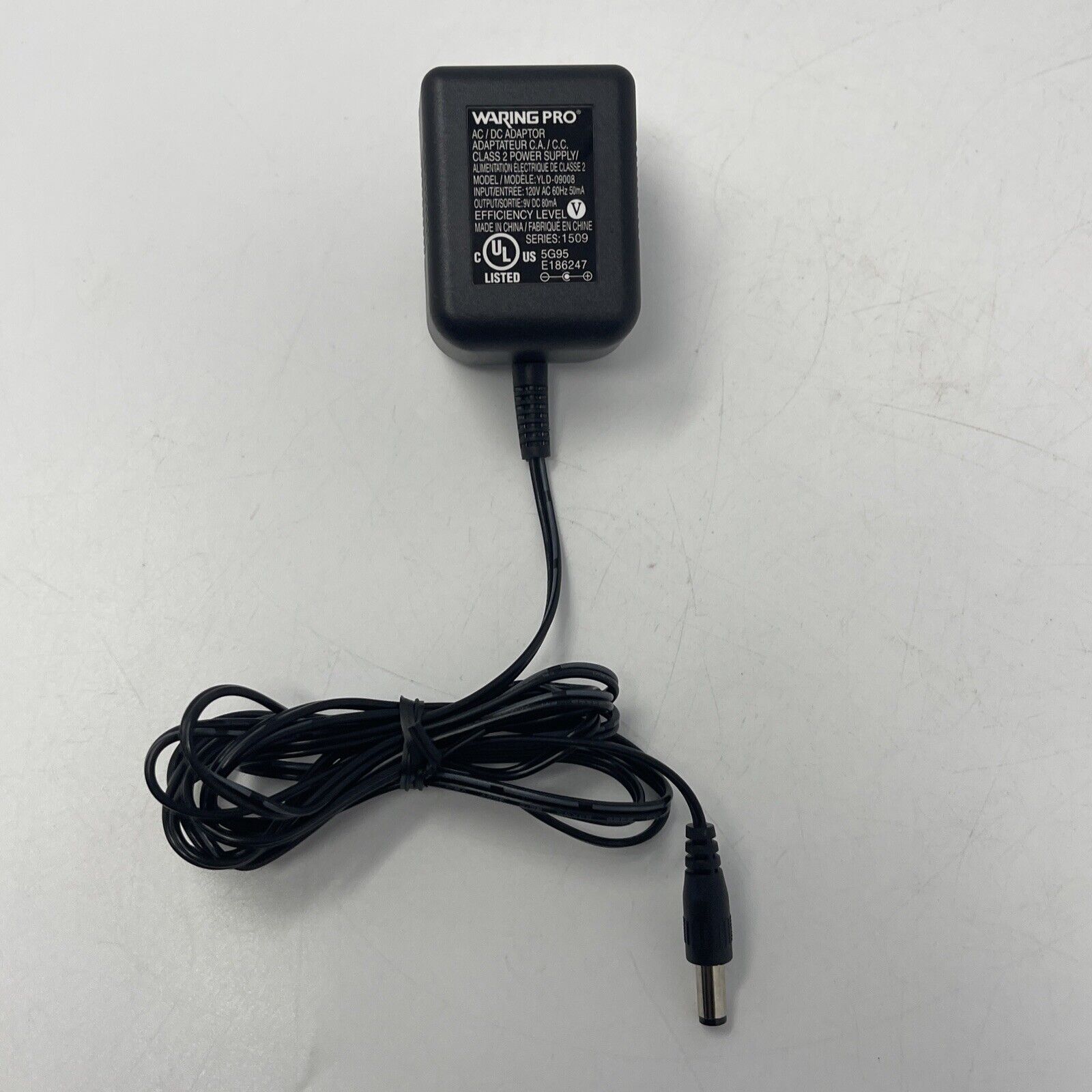 Waring Pro AC DC Adapter Power Supply YLD-09008 Series 1509 9V 80mA Brand: Unbranded Type: AC/DC Adapter Features: Waring Pro AC DC Adapter Power Supply YLD-09008 Series 1509 9V 80mA Brand: Unbranded Type: AC/DC Adapter Features: